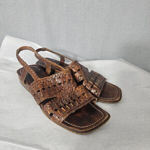 Sesto Meucci Italian Leather Woven Slingback Sandals Sz 7